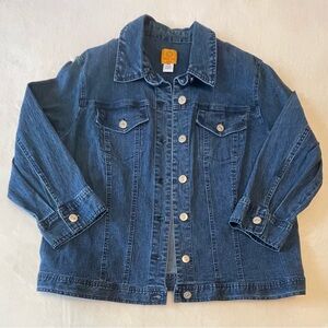Ruby Rd Denim Jacket Women 16W Blue Stretch Button Front Trucker
